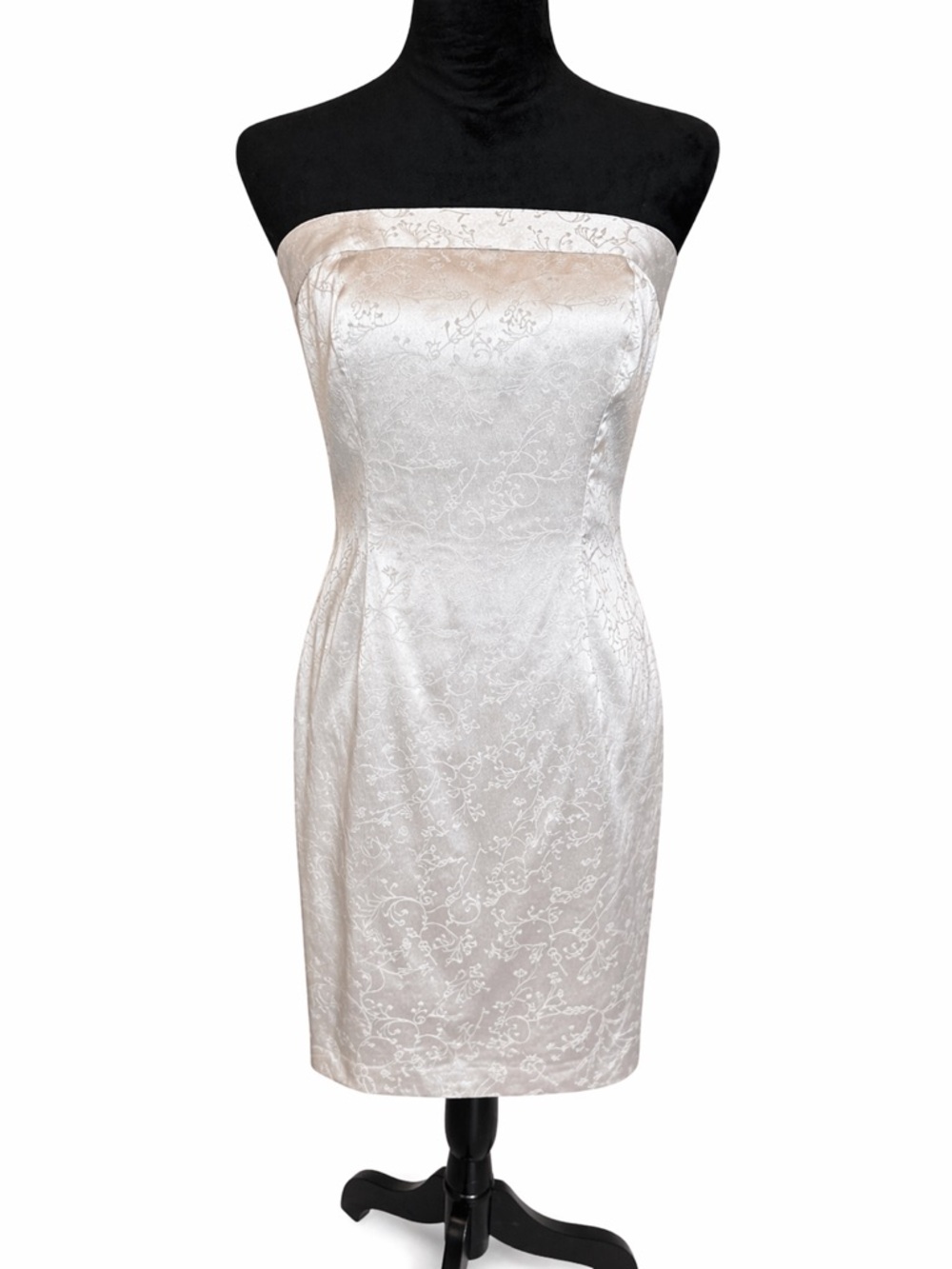 Express Strapless Ivory Jacquard Sheath Dress